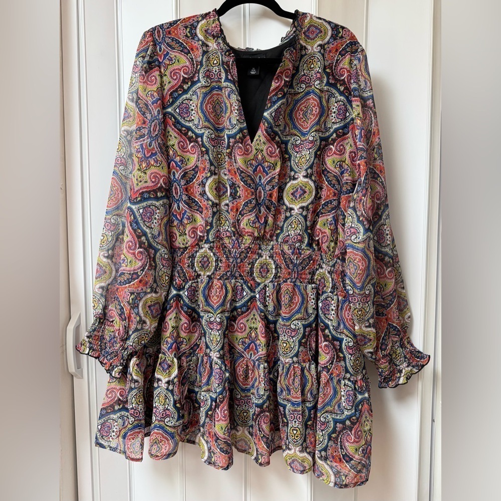 June & Vie Women’s Smocked Georgette Tunic Top Dress Size 2X